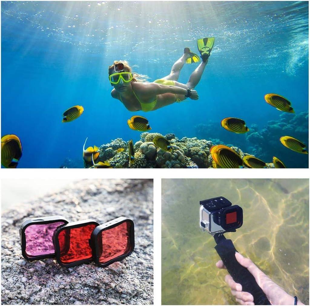 Split shot video setup with dome port on GoPro capturing surface and underwater scene