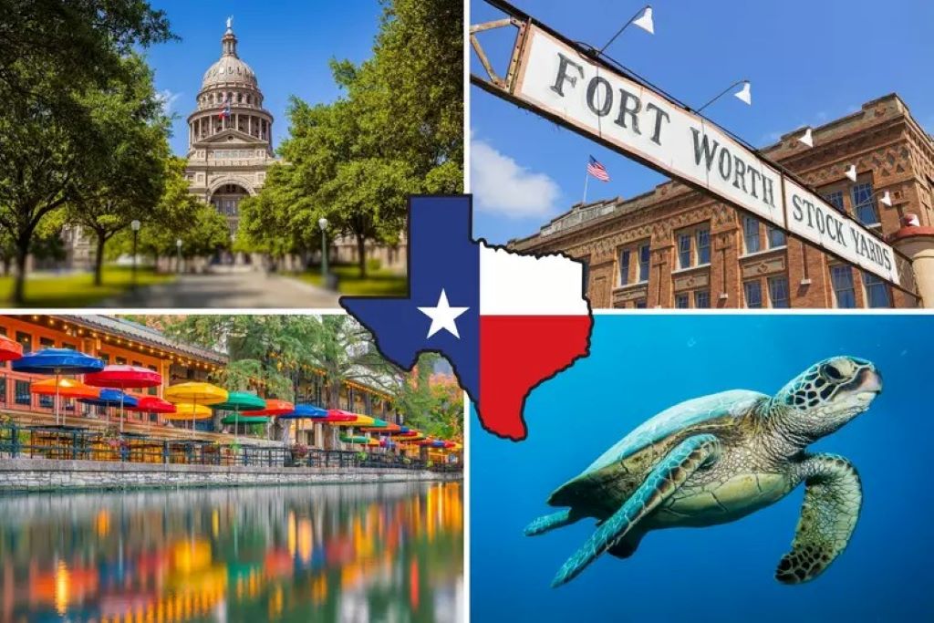 Happy parents and children visiting a popular Texas destination during a short trip